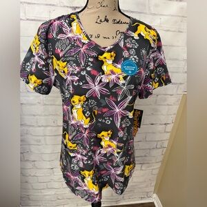 Tooniforms Cherokee Scrub Top Med Disney Lion‎ King Through The Jungle New